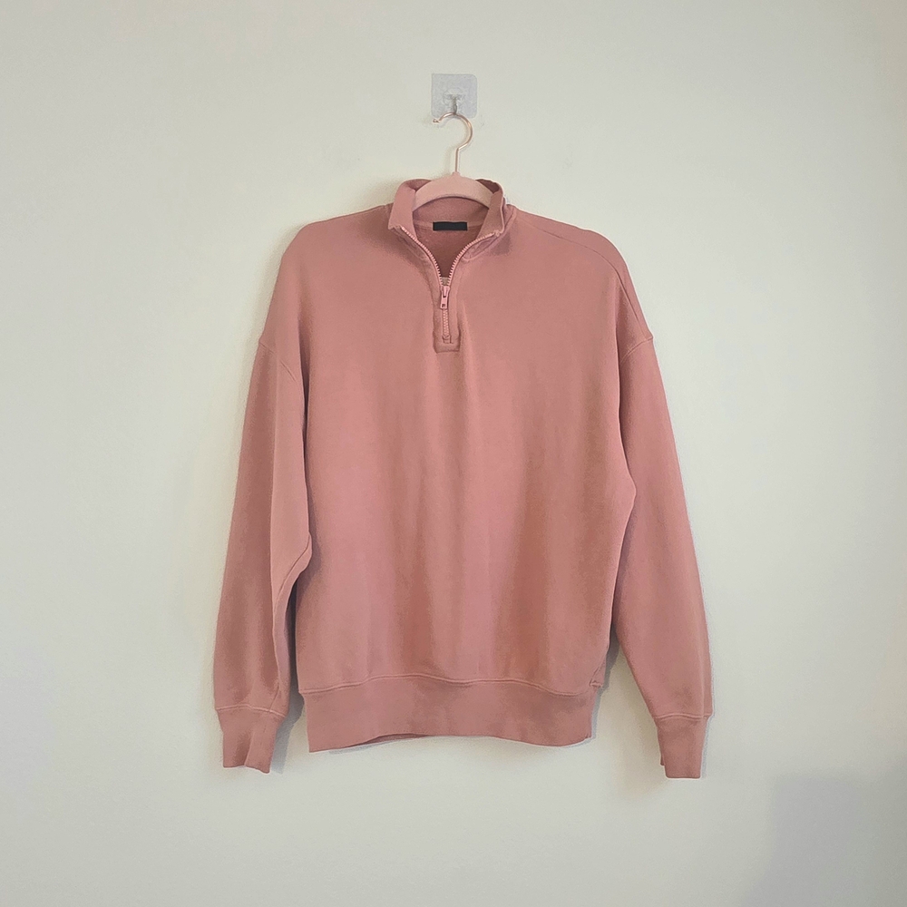 ATM Pink Half-Zip Oversized Sweatshirt